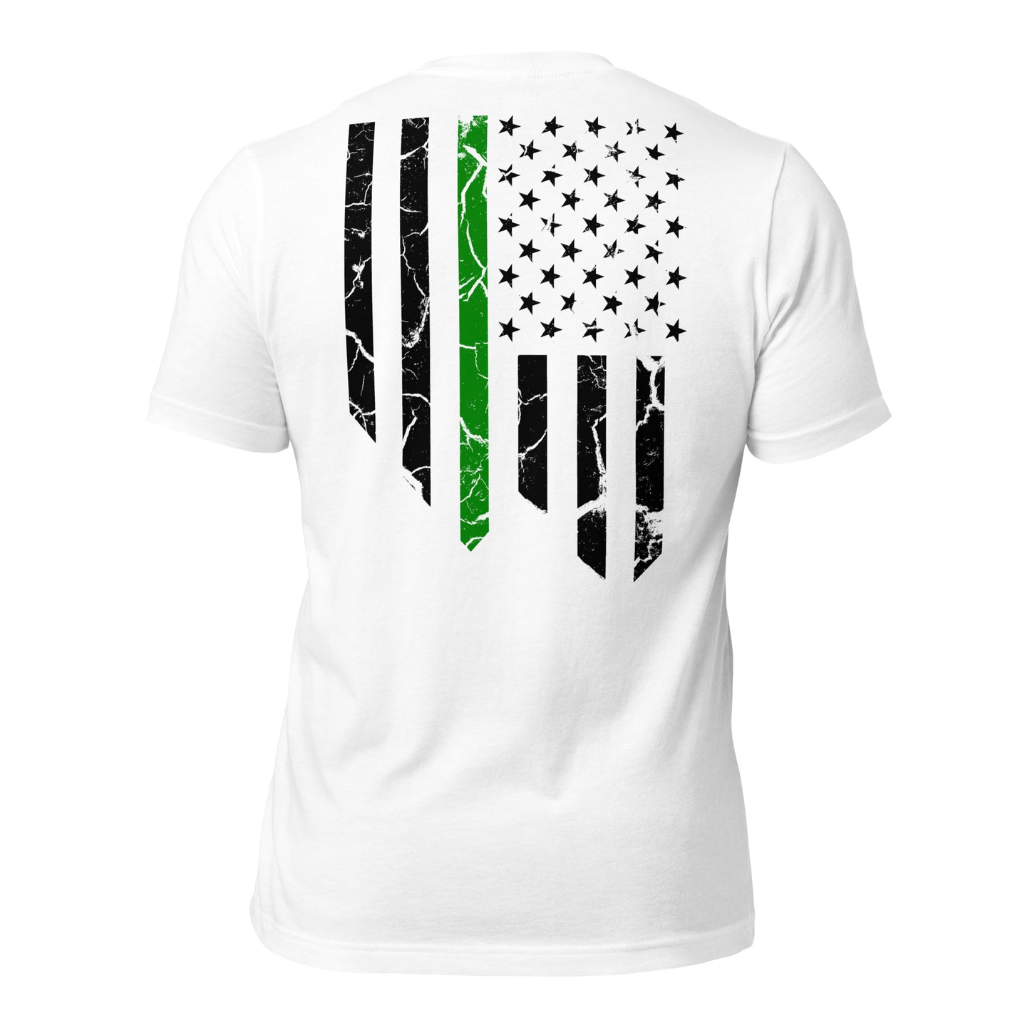 Distressed Flag Thin Green Line Tee