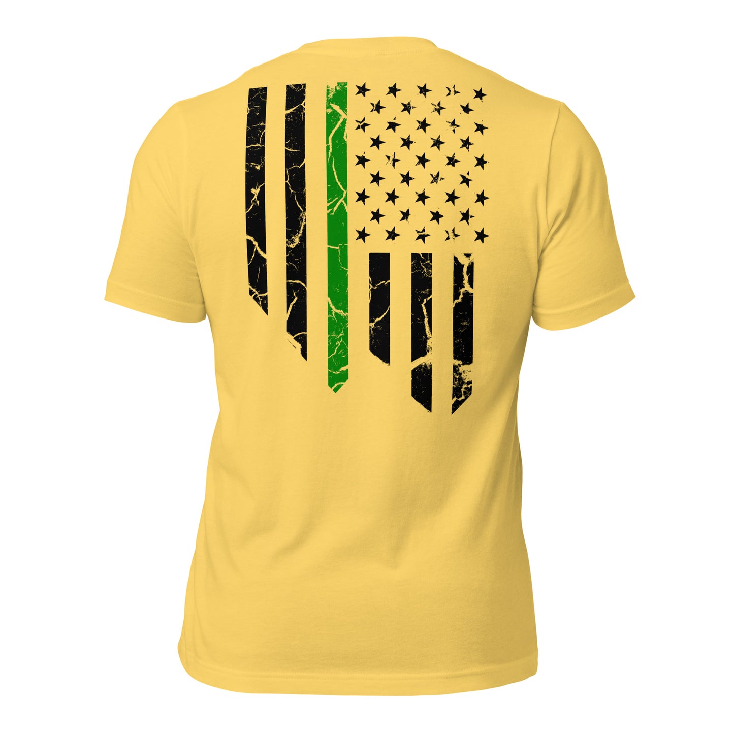 Distressed Flag Thin Green Line Tee