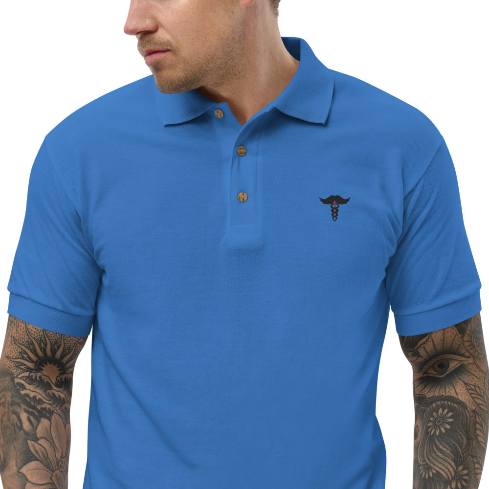 ML Stache Embroidered Polo Shirt Murse Life male nurse, murse life, Shirt murse