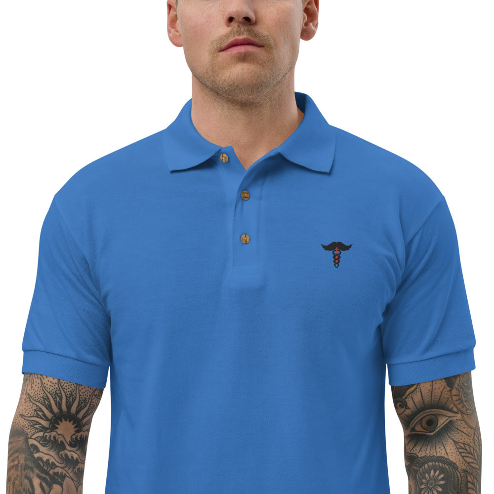 ML Stache Embroidered Polo Shirt Murse Life male nurse, murse life, Shirt murse