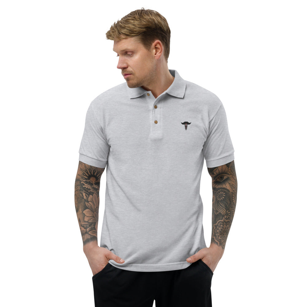ML Stache Embroidered Polo Shirt Murse Life male nurse, murse life, Shirt murse
