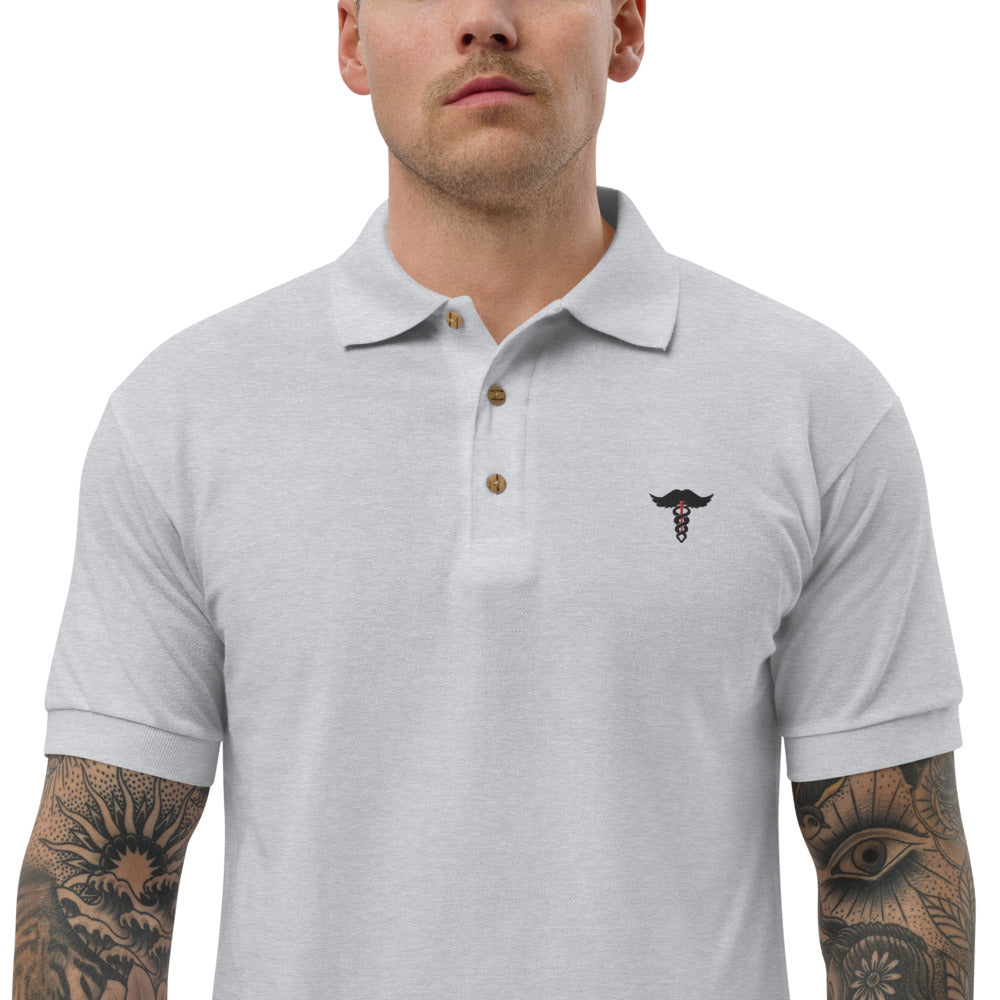 ML Stache Embroidered Polo Shirt Murse Life male nurse, murse life, Shirt murse
