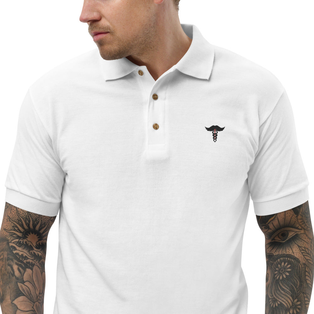 ML Stache Embroidered Polo Shirt Murse Life male nurse, murse life, Shirt murse