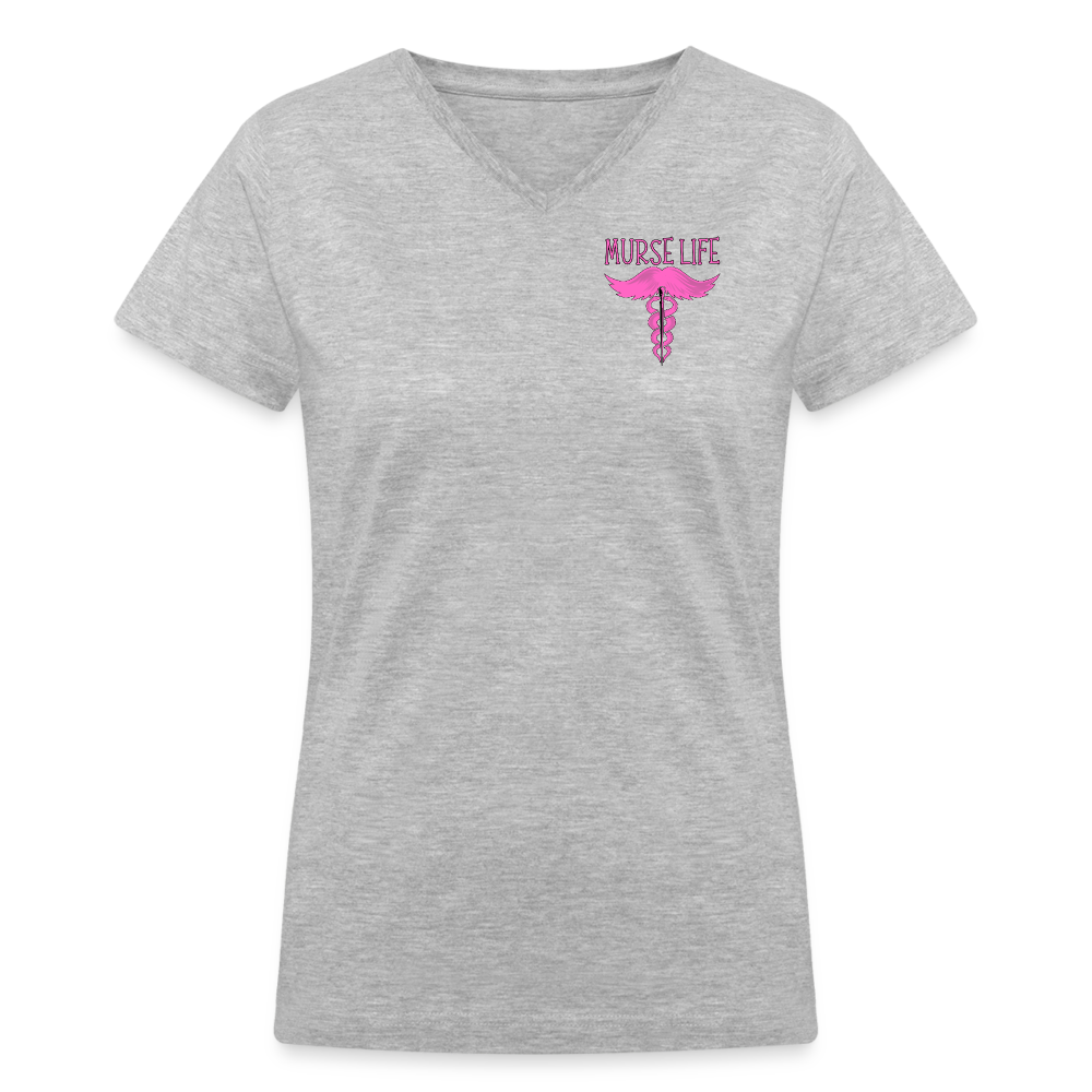 Women's V-Neck No Quitting - gray