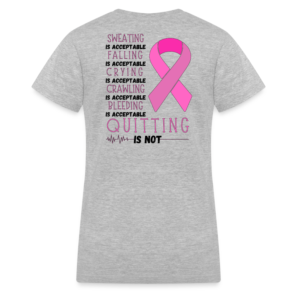Women's V-Neck No Quitting - gray