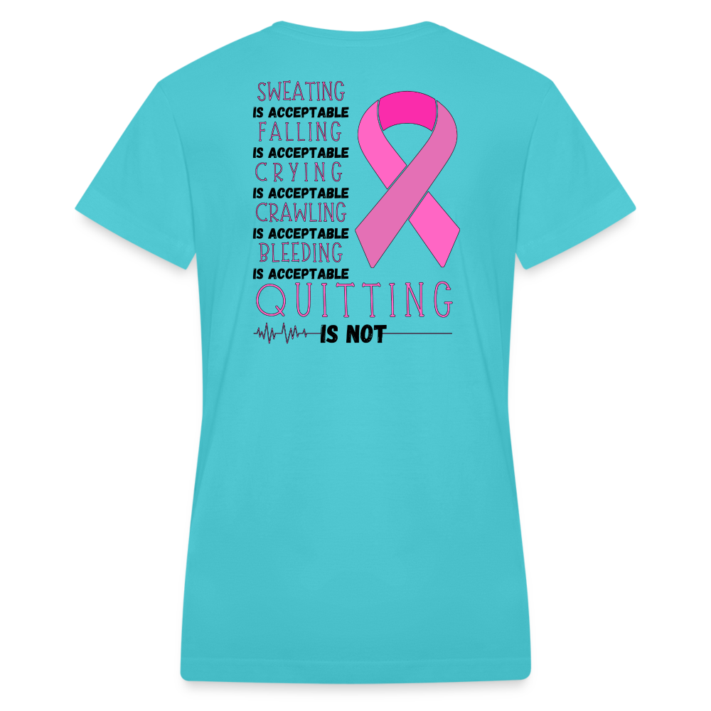 Women's V-Neck No Quitting - aqua