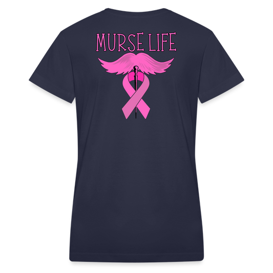 Ladies Murse Life Ribbon V-Neck - navy