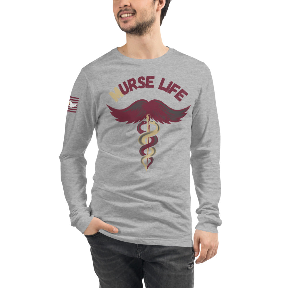 Garnet and Gold Long Sleeve Tee Murse Life male nurse, murse life, murse