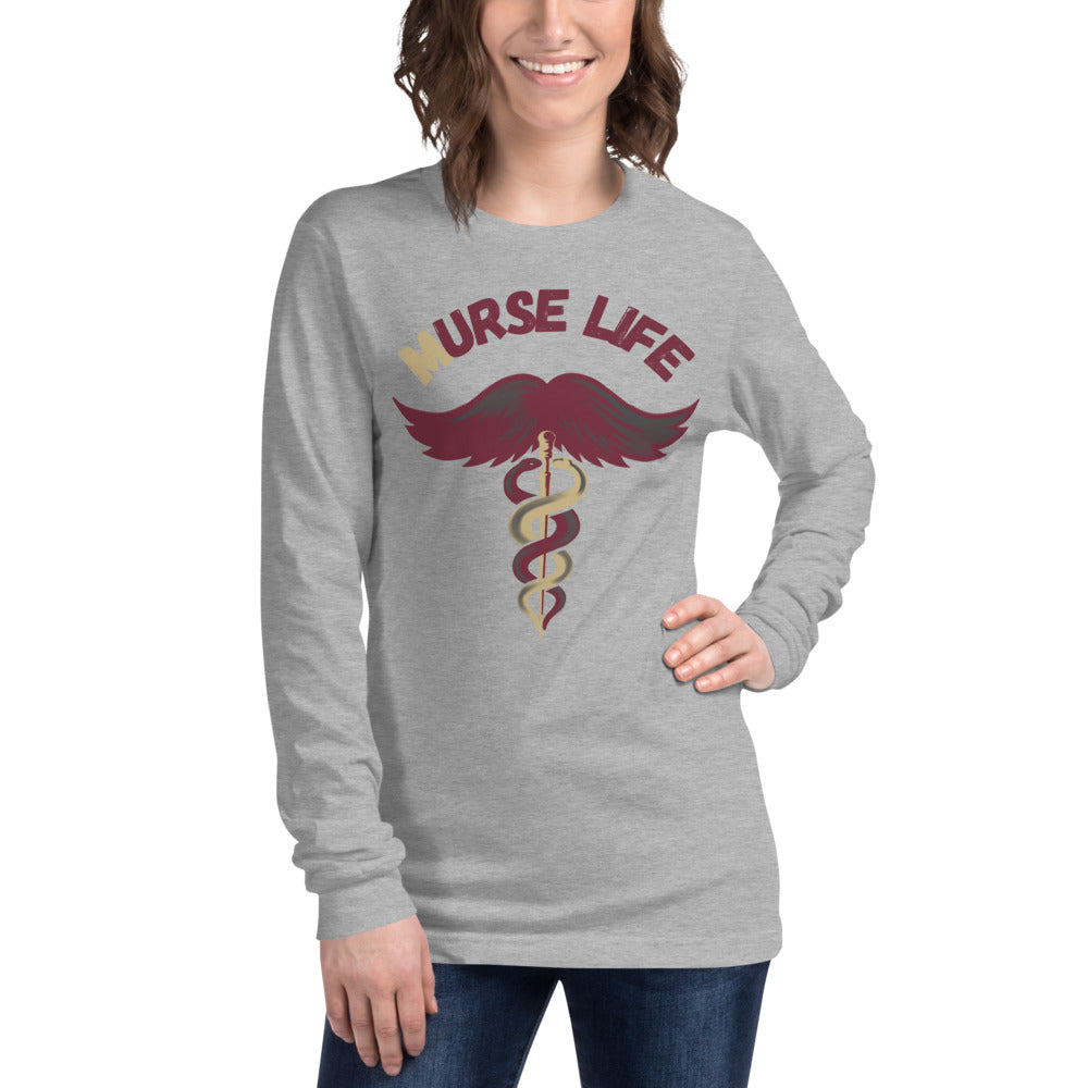 Ladies Garnet and Gold Long Sleeve Tee Murse Life male nurse, murse life, murse
