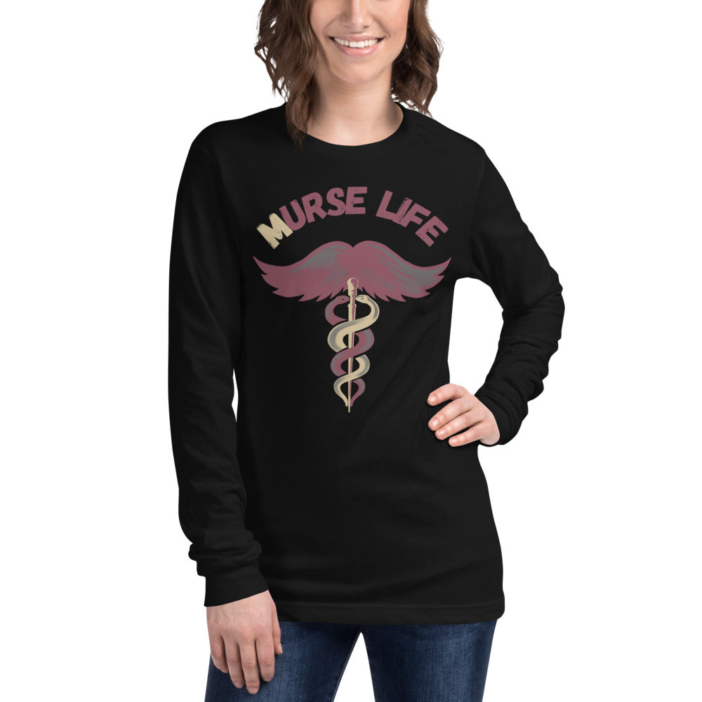 Ladies Garnet and Gold Long Sleeve Tee Murse Life male nurse, murse life, murse