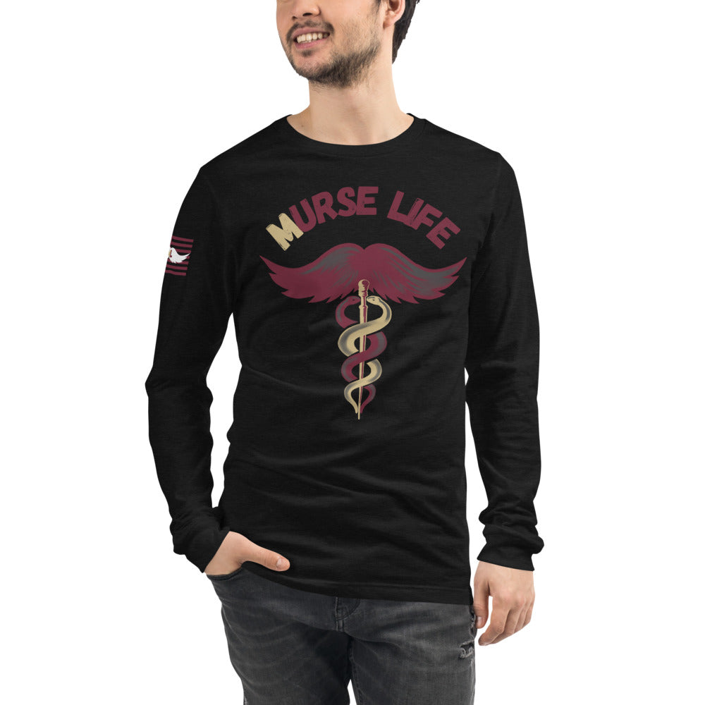 Garnet and Gold Long Sleeve Tee Murse Life male nurse, murse life, murse