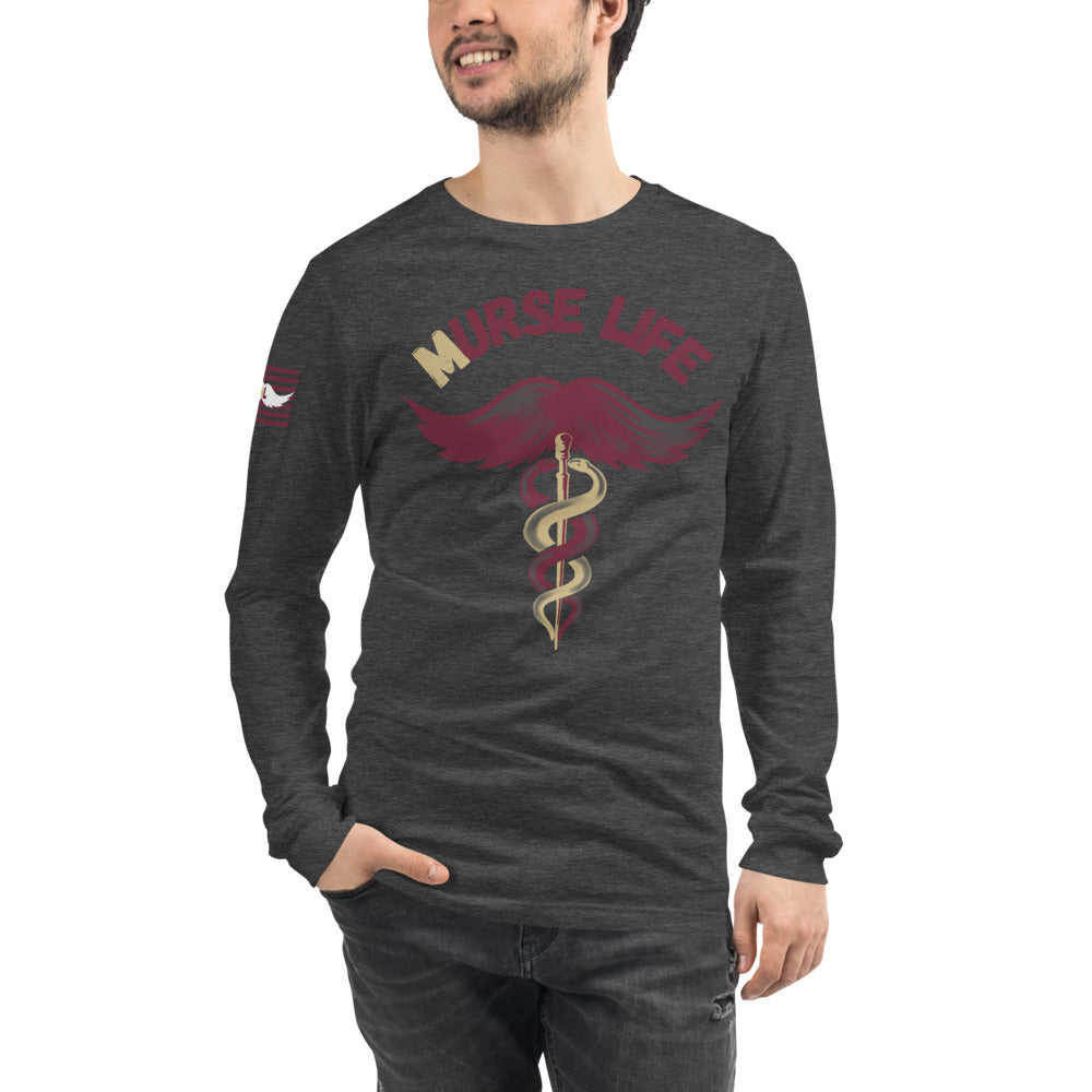 Garnet and Gold Long Sleeve Tee Murse Life male nurse, murse life, murse