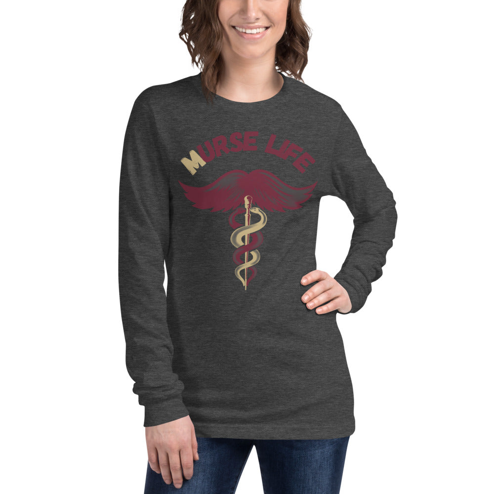 Ladies Garnet and Gold Long Sleeve Tee Murse Life male nurse, murse life, murse