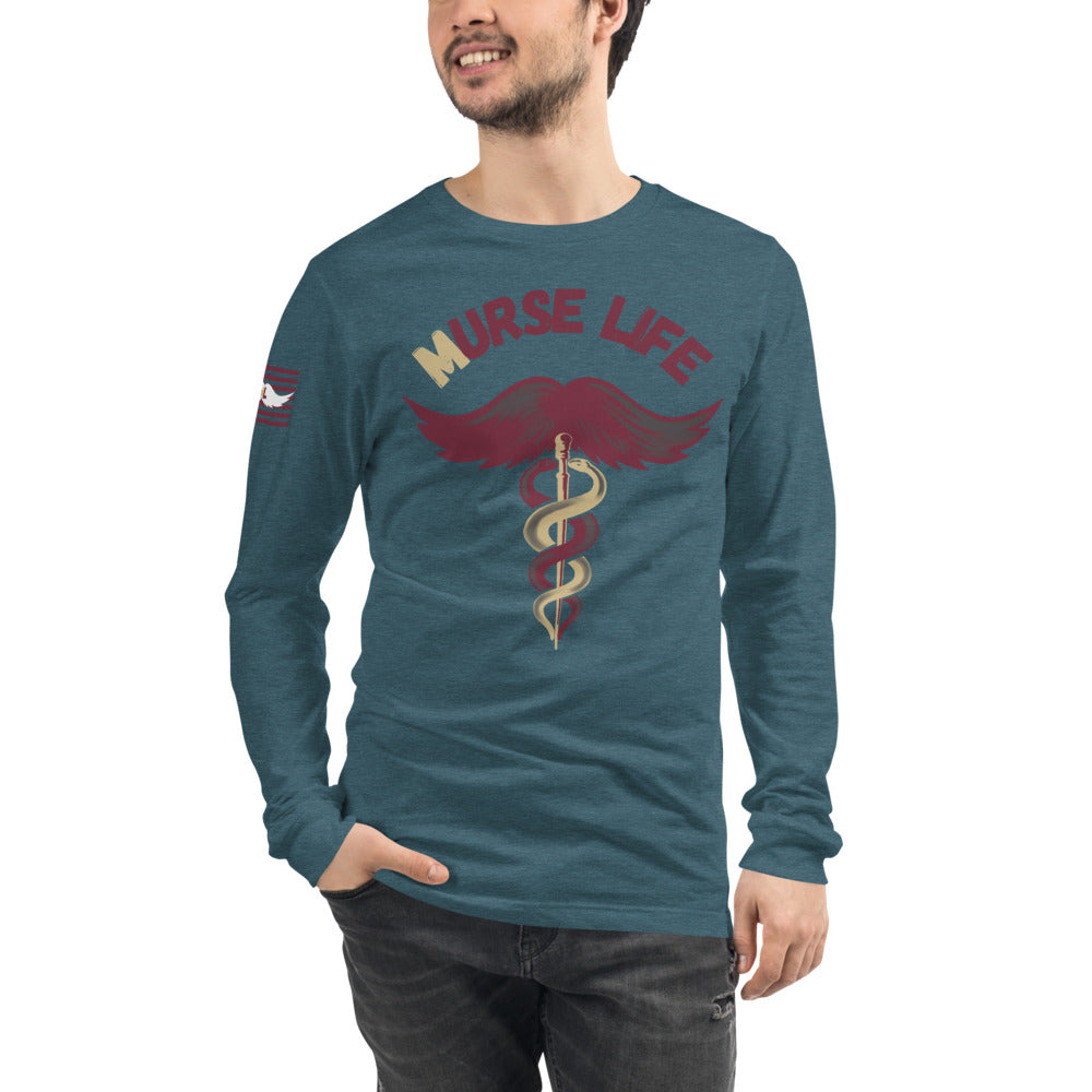 Garnet and Gold Long Sleeve Tee Murse Life male nurse, murse life, murse