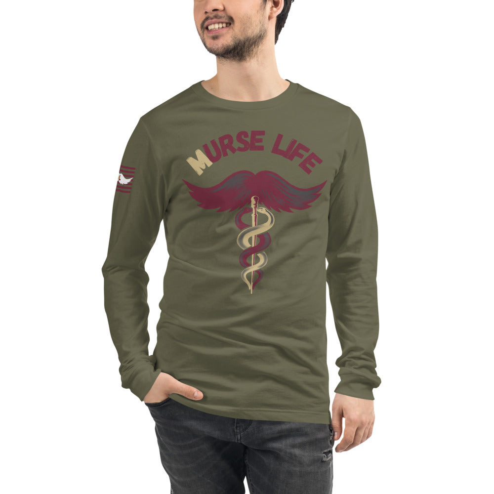 Garnet and Gold Long Sleeve Tee Murse Life male nurse, murse life, murse