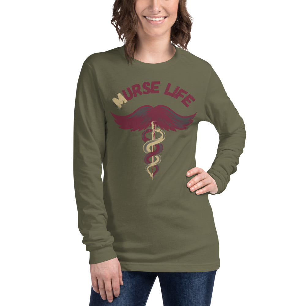 Ladies Garnet and Gold Long Sleeve Tee Murse Life male nurse, murse life, murse