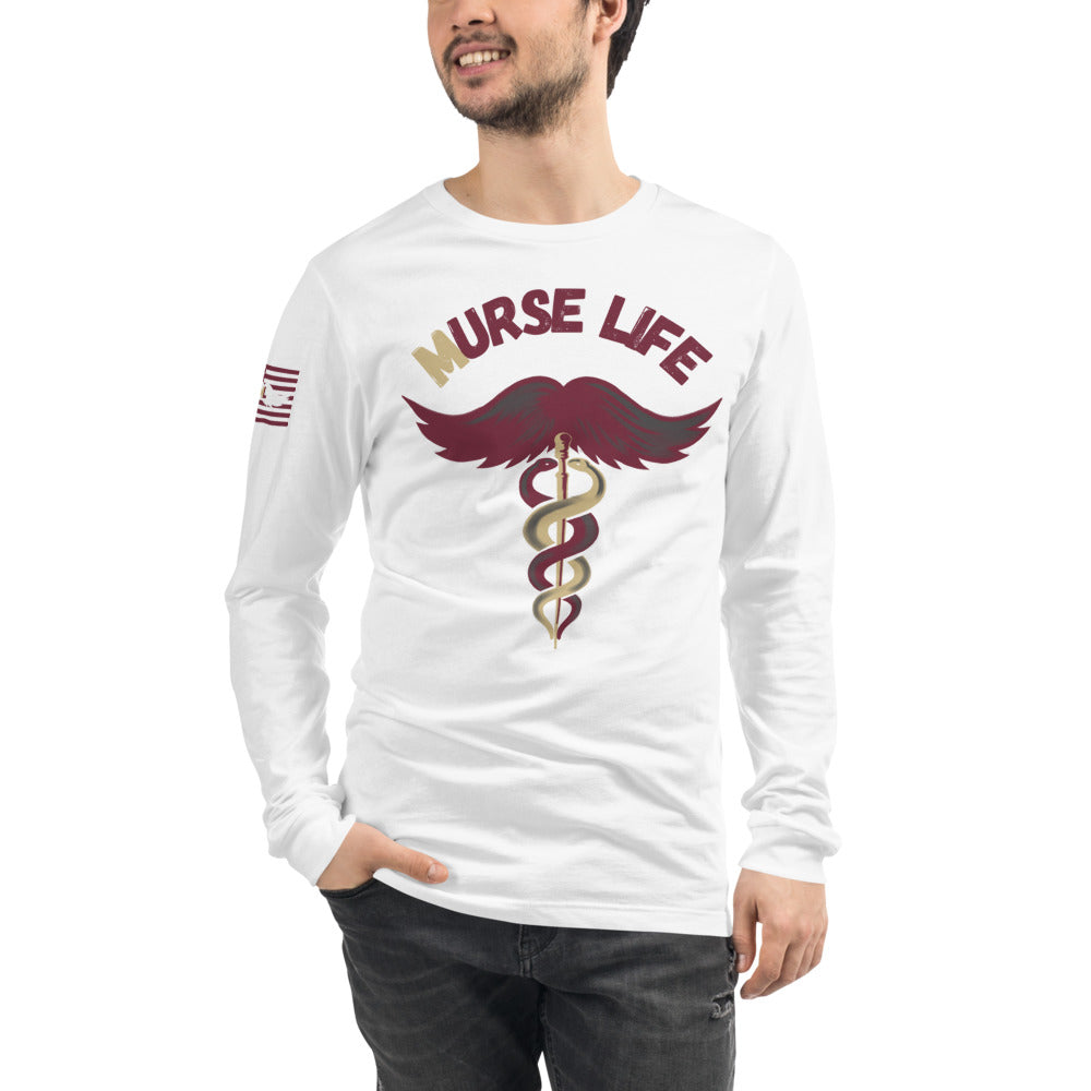 Garnet and Gold Long Sleeve Tee Murse Life male nurse, murse life, murse