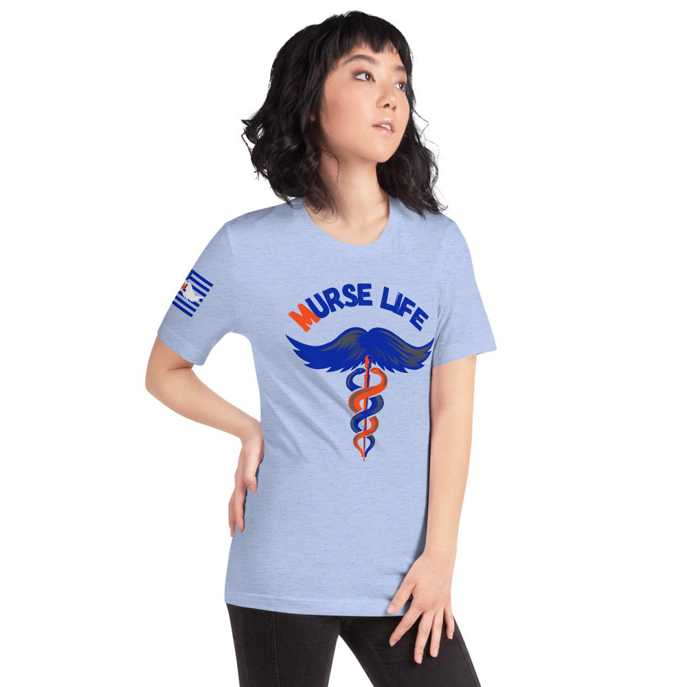 Ladies Orange and Blue ML T-Shirt Murse Life male nurse, murse life, murse