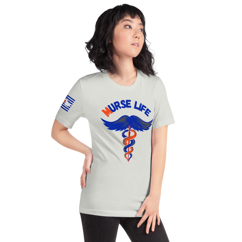 Ladies Orange and Blue ML T-Shirt Murse Life male nurse, murse life, murse