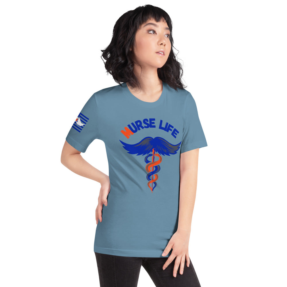Ladies Orange and Blue ML T-Shirt Murse Life male nurse, murse life, murse