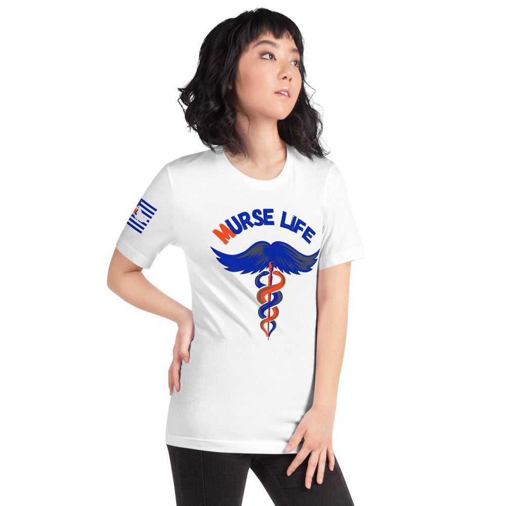 Ladies Orange and Blue ML T-Shirt Murse Life male nurse, murse life, murse