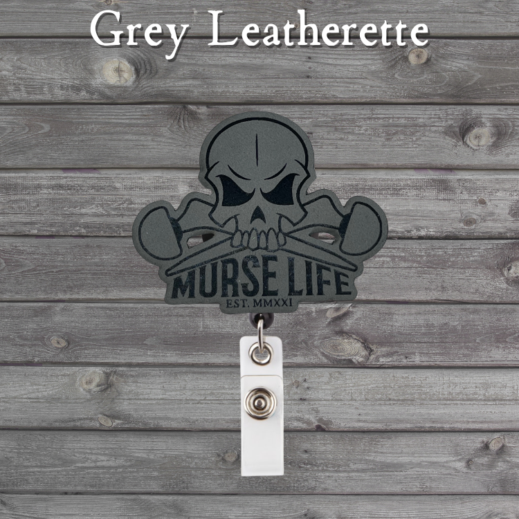 Black Ortho Skull nurse badge reel by Murse Life