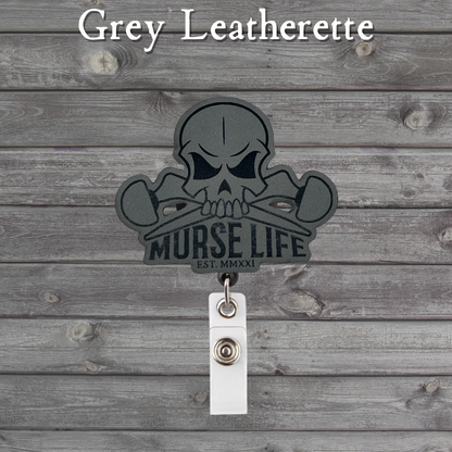 Black Ortho Skull nurse badge reel by Murse Life