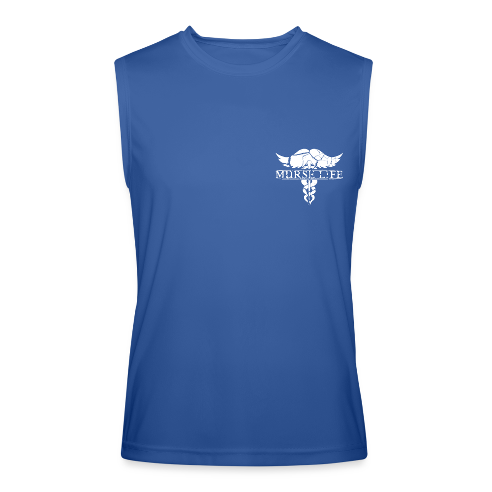 Distressed White Flag Performance Tank - royal blue