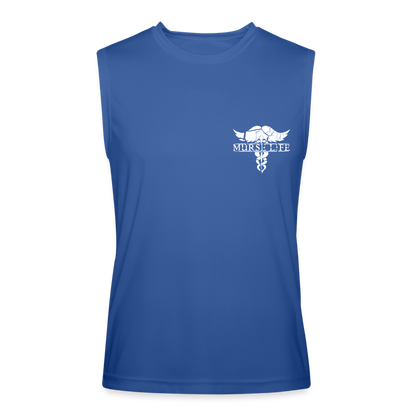 Distressed White Flag Performance Tank - royal blue