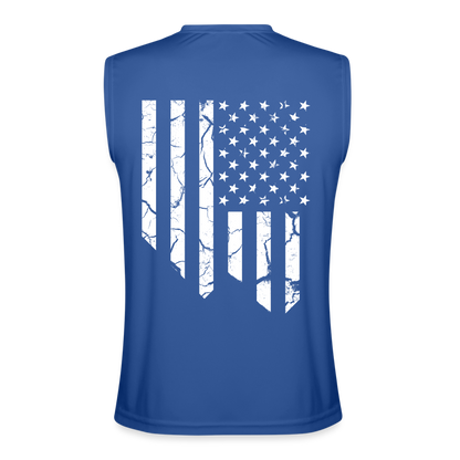 Distressed White Flag Performance Tank - royal blue