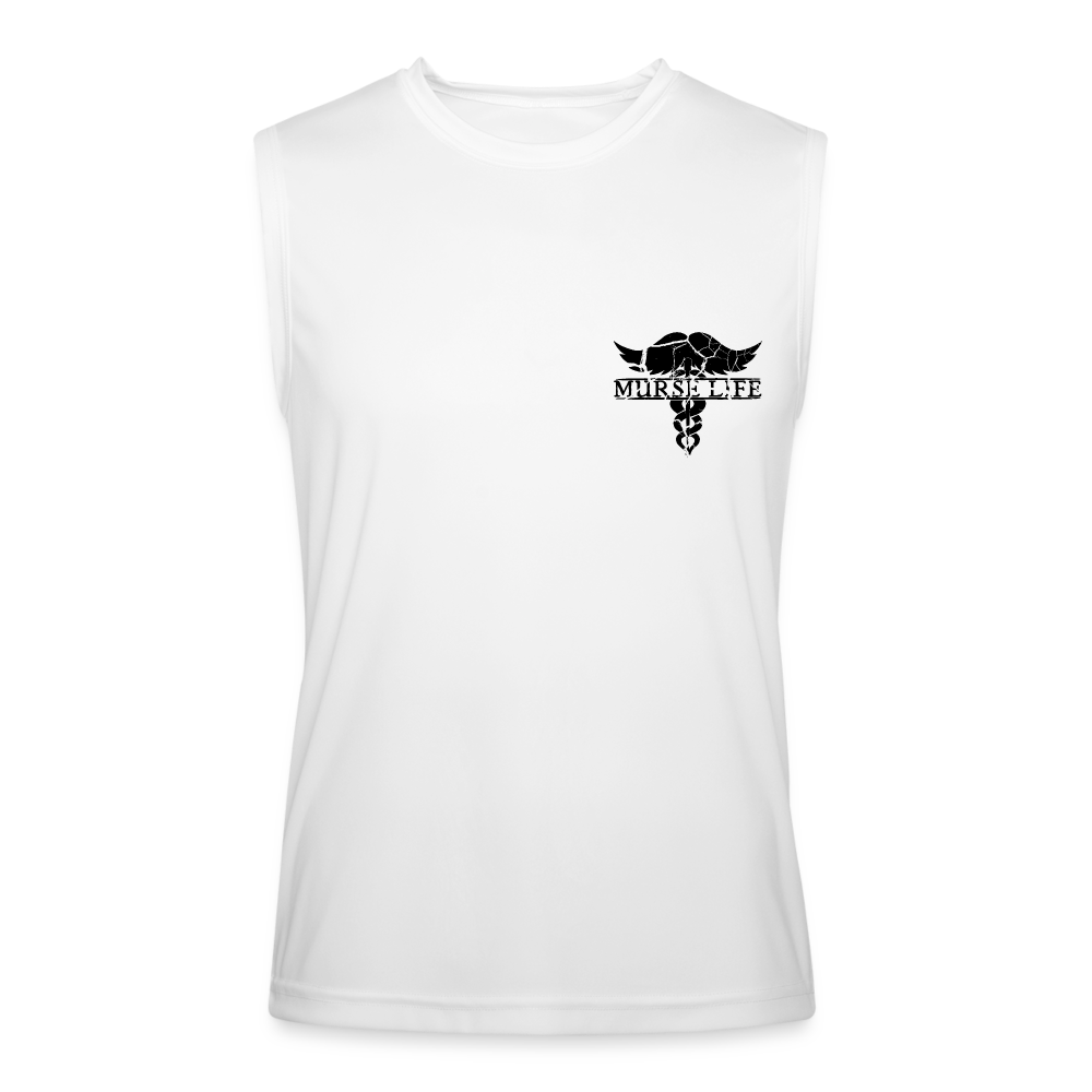 Distressed Black Flag Performance Tank - white