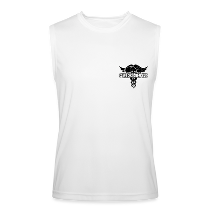 Distressed Black Flag Performance Tank - white