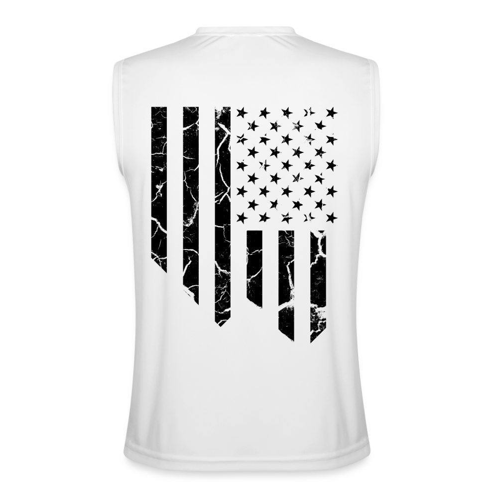 Distressed Black Flag Performance Tank - white