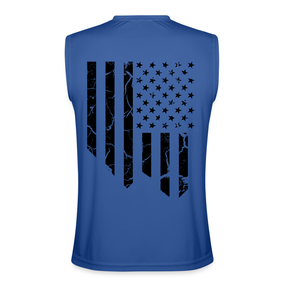 Distressed Black Flag Performance Tank - royal blue