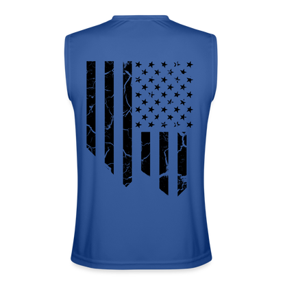 Distressed Black Flag Performance Tank - royal blue