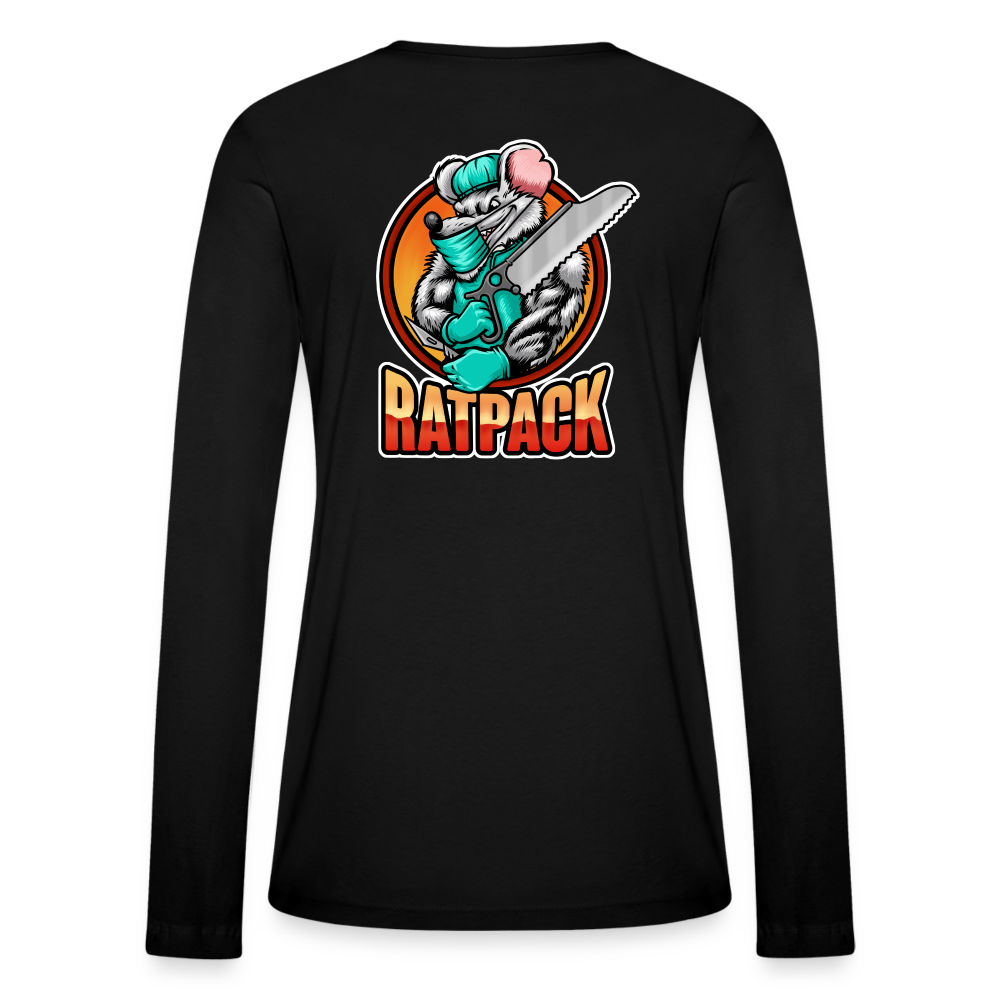 Ladies RatPack Long Sleeve Tee (Back Print) - black