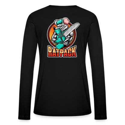 Ladies RatPack Long Sleeve Tee (Back Print) - black