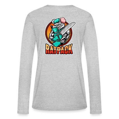 Ladies RatPack Long Sleeve Tee (Back Print) - heather gray