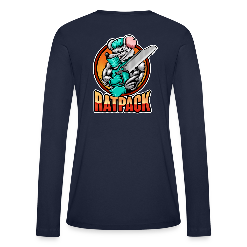 Ladies RatPack Long Sleeve Tee (Back Print) - navy