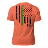 Distressed Flag Thin Green Line Tee