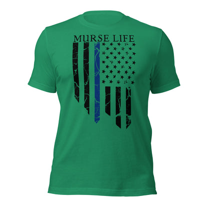 Distressed Thin Blue Line Flag Tee (Front Only)