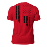 Distressed Flag Thin Green Line Tee