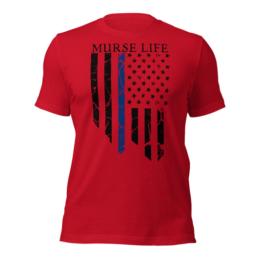 Distressed Thin Blue Line Flag Tee (Front Only)