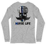 Thin Blue Line Skully Long Sleeve Tee Murse Life male nurse, murse life, Shirt murse