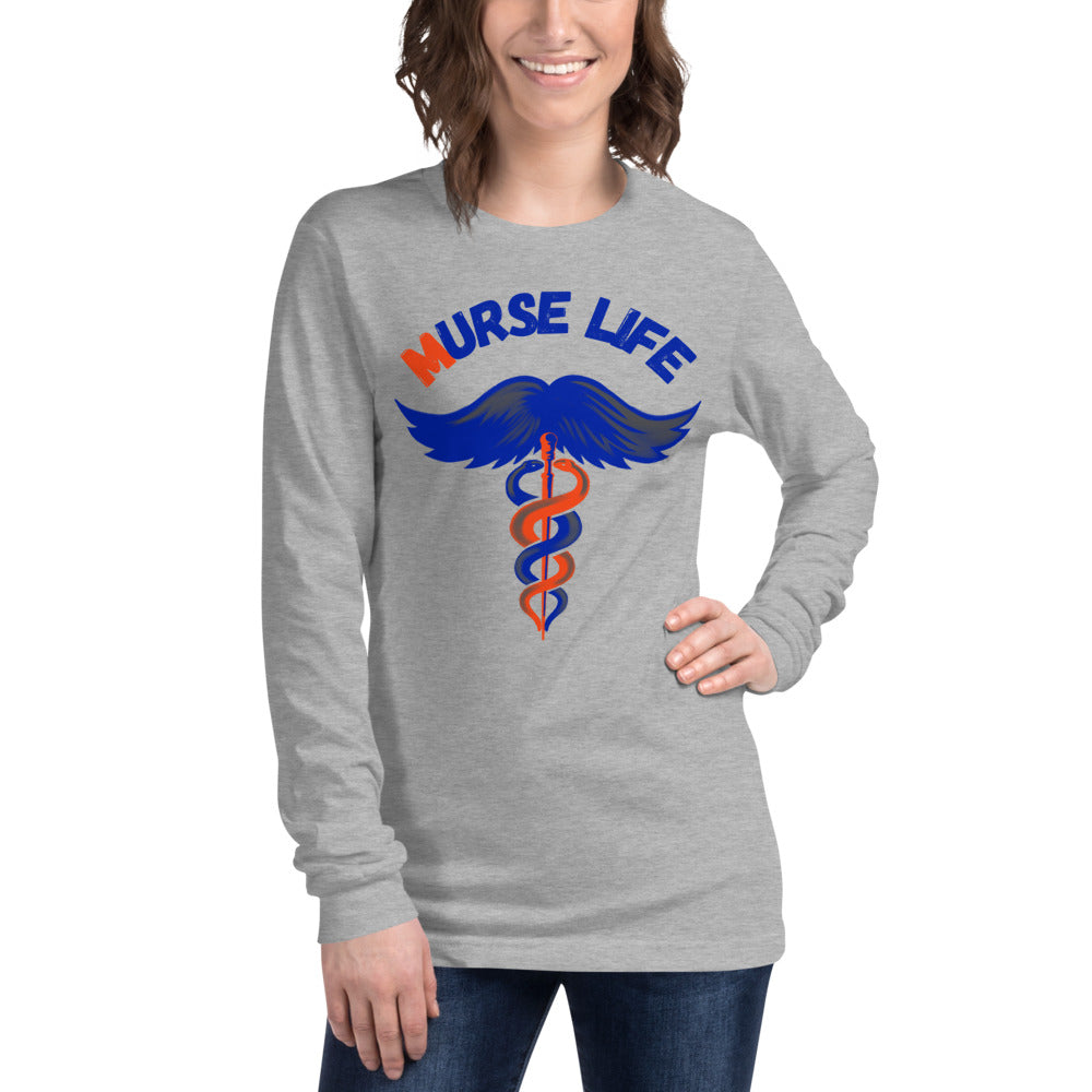 Ladies Orange and Blue Long Sleeve Murse Life male nurse, murse life,  murse