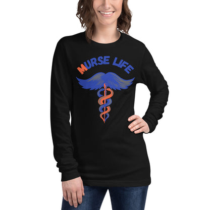 Ladies Orange and Blue Long Sleeve Murse Life male nurse, murse life,  murse