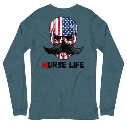 Freedom Skully Long Sleeve Tee Murse Life male nurse, murse life, Shirt murse