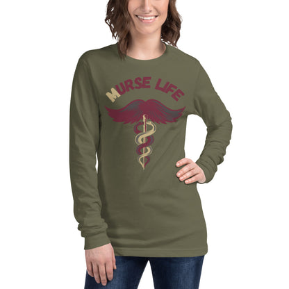 Ladies Garnet and Gold Long Sleeve Tee Murse Life male nurse, murse life,  murse