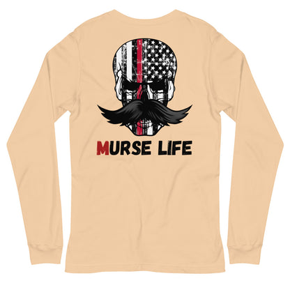 Thin Red Line Skully Long Sleeve Tee Murse Life male nurse, murse life, Shirt murse