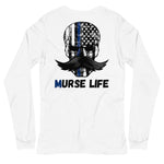 Thin Blue Line Skully Long Sleeve Tee Murse Life male nurse, murse life, Shirt murse
